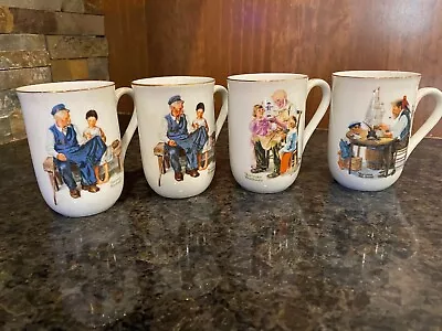 4 Vintage Norman Rockwell Mugs-1982 • $20