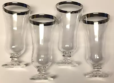 Vintage Parfait Glasses Silver Tone Trim Footed Elegant Lot Of 4  5 3/4  • $18.95