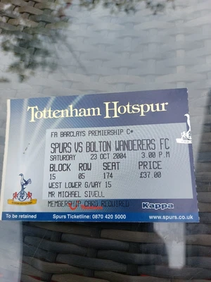 £0.99 • Buy TOTTENHAM/SPURS V BOLTON WANDERERS MATCH TICKET 2004