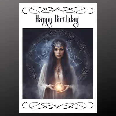 Happy Birthday Card Personalise Seeded Gothic Fantasy Goddess Wiccan Pagan • £2.99