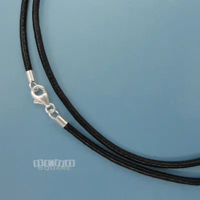 Solid Sterling Silver 2mm Genuine Leather Cord Necklace W/Lobster Clasp [12-40 ] • $6.39