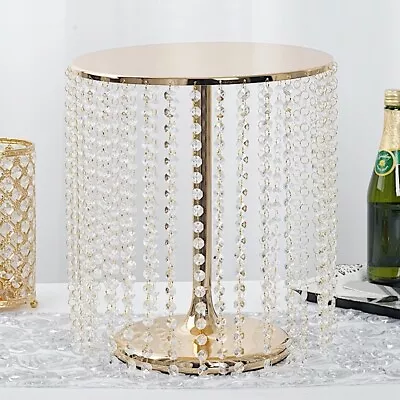 16-Inch Tall Crystal Pendants Metal Cake Stand Wedding Party Home Decorations • $42.36