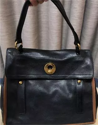 $298.80 • Buy Yves SAINT LAURENT Muse Two Handbag Shoulder Tote Bag Black Leather Auth #3915D