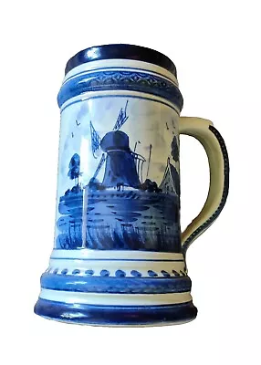$11.99 • Buy Vintage Blue Delft Hand Painted Tankard Stein Mug Windmill Scene #129 Holland