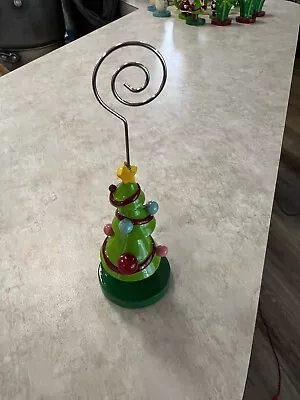 Ceramic Christmas Tree With Metal Coil Name Card Holder • $10