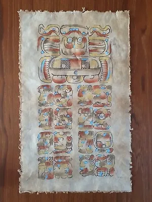 £9.99 • Buy Hand Painted Mayan Calendar - Art Painting Drawing Mexico Chichen Itza