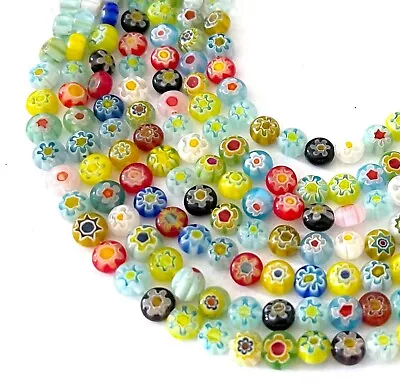 6mm Millefiori Glass Assorted Coin Tiny Beads 16  • $4.99