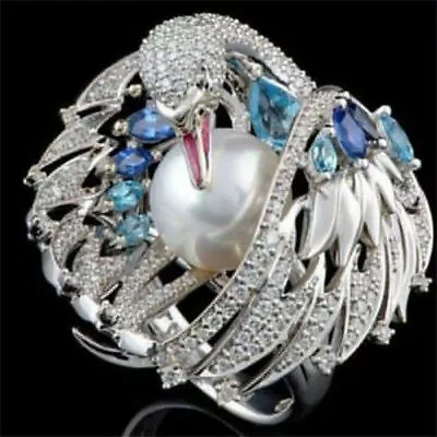 Women Cubic Zirconia 925 Silver Wedding Engagement Ring Jewelry Gifts Size 6-10 • $2.71