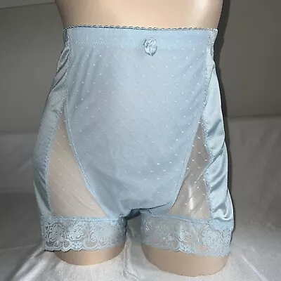 Vintage Rhonda Shear Shapewear Stretch Satin Girdle Panties Baby Blue Size 1X • $9.99