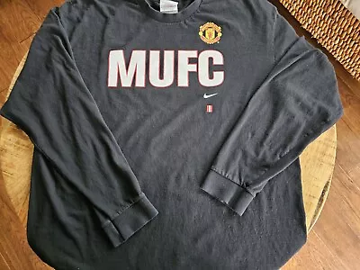 Nike Manchester United Football Club Long Sleeve T Shirt Black Men's XL • $23.96