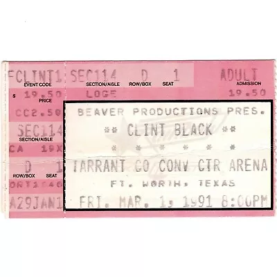 CLINT BLACK MERLE HAGGARD LORRIE MORGAN Concert Ticket Stub 3/1/91 AUSTIN TEXAS • $6.99