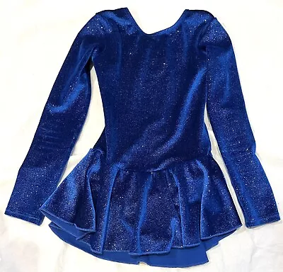 Mondor Of Canada - Blue Velvet Glitter Ice Skating Dress For Girls (Size 6X-7) • $20