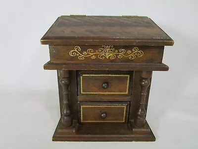 Vintage Music Box Musical Jewelry Box Desk Shape Wood - Plays Love Story • $29.99