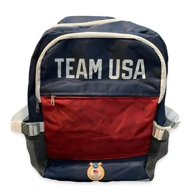 NWOT Team USA Backpack W/Olympic P&G Patch Navy White Red W/ Stars 18 X13  • $19.99