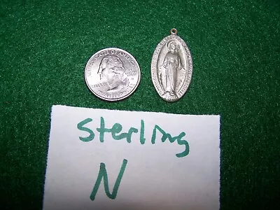 Vintage Sterling Silver Miraculous Medal Pendant 1830 Mary Pray For Us Catholic • $24.95