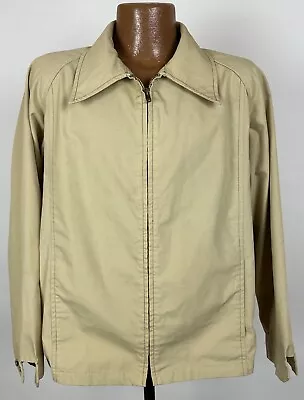 Vintage 70s London Fog Jacket Men 44 Large Full-Zip Beige Retro Dagger Collar  • $29.99