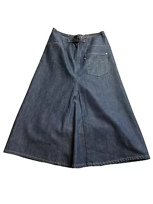 Vintage Levi’s LVC Dark Denim Jean Skirt Buckle Back One Pocket Sz 30 • $179.99