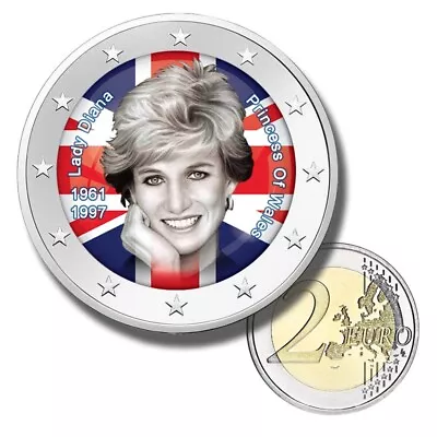 2 Euro Coloured Coin Lady Di Diana Princess Of Wales Uncirculated Color €2 Coin • $8.25