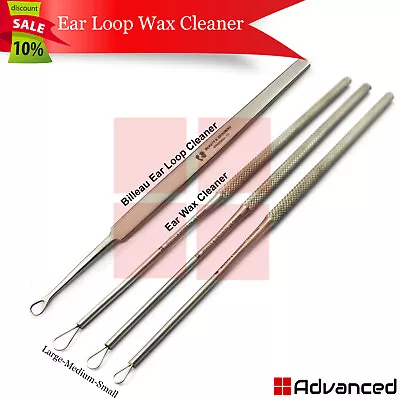 Set Of 4 Medical Ear Cleaner Loop Wax Remover Stainless Steel Ear Pick Curettes  • $16.83