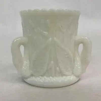 Vintage Westmorland White Milk Glass Toothpick Holder Three Swans Cattails • $8.50