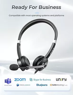 £14.99 • Buy USB Wired Headset With Microphone Noise Cancelling Call Centre For PC Laptop UK