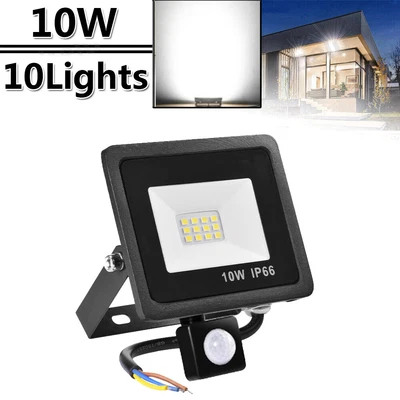 $57.99 • Buy 10x 10W LED Flood Light PIR Motion Sensor Cool White Outdoor Yard Security Lamp 