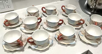 Mariposa Italy Hand Painted Nautilus Shell Teacup & Saucer Set 12 SUPER RARE !!! • $169.99