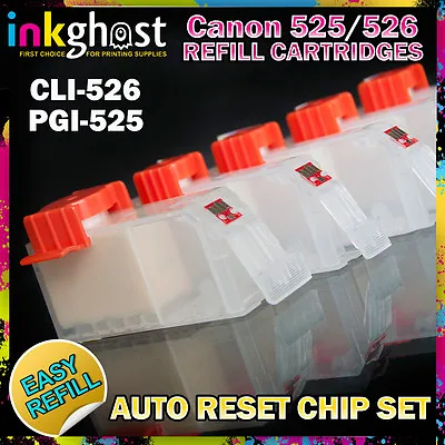 Empty Refillable Cartridge Set Compatible CANON PGI-525BK CLI-526 MG5350 IP4850 • $26