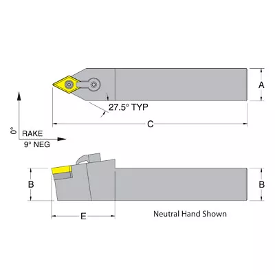 Dorian 50376 MDPNN16-5D Neutral Toolholder For DNM_543 Inserts • $163.71