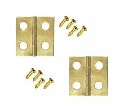 £4.03 • Buy 2 X Butt Hinges 20mm Brass Platted Dolls House Trinket Box Door Hinge & Screws