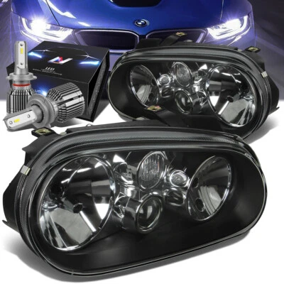 $146.98 • Buy Black Housing Headlights+fan Led Hid Kit For 99-06 Volkswagen Golf/cabrio Mk4