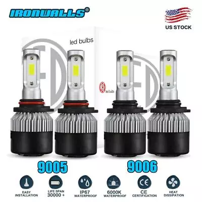 9005+9006 3600W 540000LM Combo LED Headlight High/Low Beam 6000K 4 Bulbs Kit US • $23.46