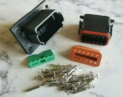 Black Deutsch 2 3 4 6 8 12 Pin  Flange Connector Kit 14-16 AWG Easy Crimp • $18