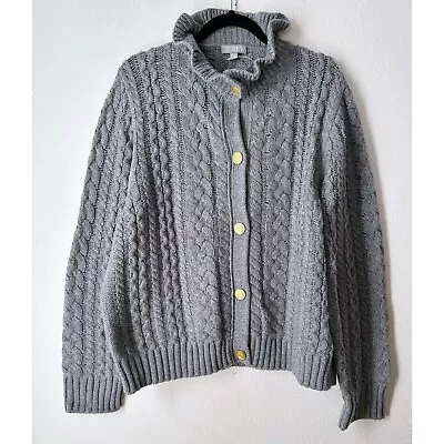 J.Crew Cable Knit Ruffleneck Cardigan Sweater • $99