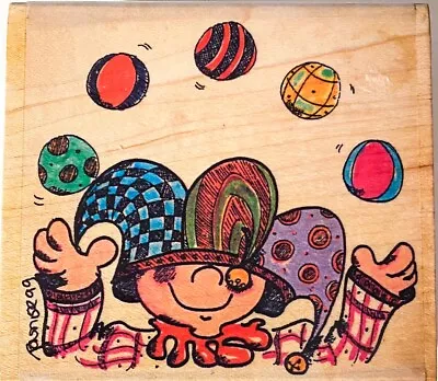 Jest Jester Mark Towner Rubber Stamp H-14007 Wooden Wood Mounted 4 1/4” X 4” NEW • $12.99