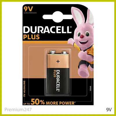 Duracell 9V PP3 Plus Power Long Lasting Battery Smoke Alarm LR22 MN1604 E-BLOCK • £4.29