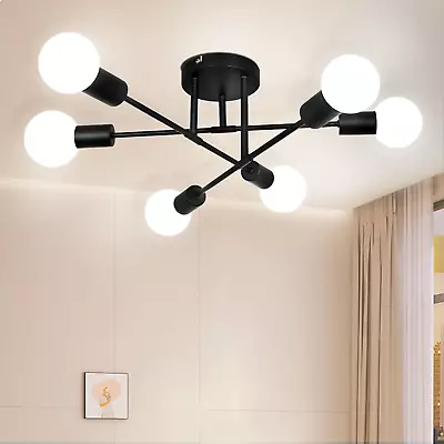 6-Light Vintage Sputnik Chandelier Modern Adjustable Arm Semi Flush Mount Ceili • $65.99