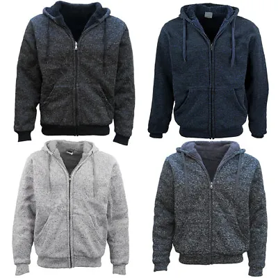 Men's Thick Zip Up Hooded Hoodie W Winter Sherpa Fur Jumper Coat Jacket Sweater • $19.40