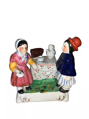 Vintage English Staffordshire Style Girl's Tea Party Fairing 5  Euc  • $26.99