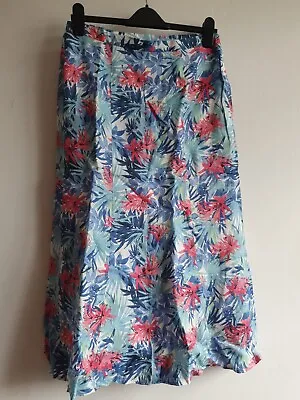 £0.99 • Buy Viyella Tropical Print Skirt Size 10 Lined 100% Linen 