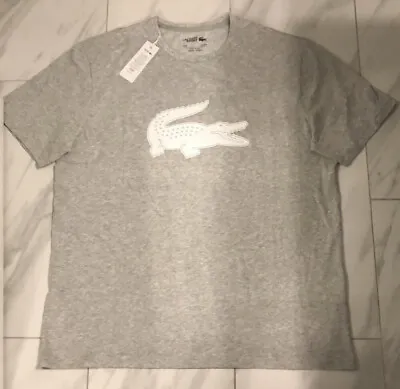 Lacoste Men's Big & Tall Croc Logo T-Shirt Gray White $75 New • $44