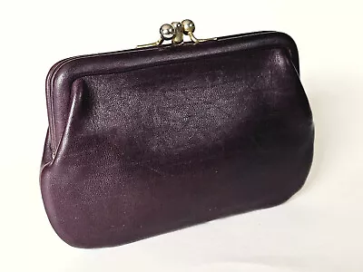 Vintage Coach Double Kisslock Framed Coin Purse Wallet Burgundy Leather 7180 • $228.99