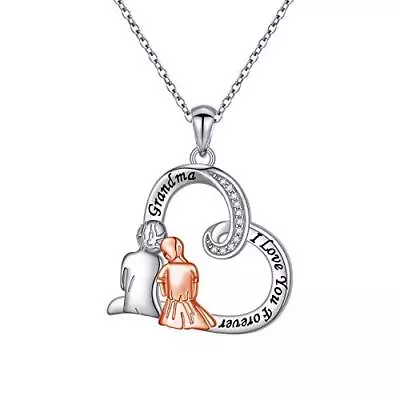 Mom Gifts Nana Heart Necklace 925 Sterling Silver Grandma Granddaughter Neck... • $11.47