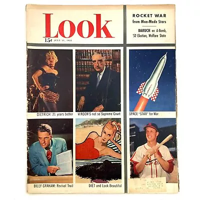Look Magazine July 31 1951 Marlene Dietrich Maurice Terrell And Billy Graham • $26.95