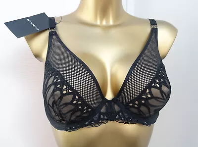 M & S  Autograph Non Padded  Plunge Bra Nouveau Embroidery Black Marks Spencer • £9.99