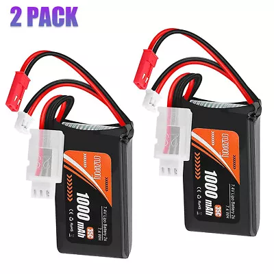 2x 7.4V 2S 1000mAh Lipo Battery 35C A Xial SCX24 Batteries With PH2.0 & JST Plug • £17.89