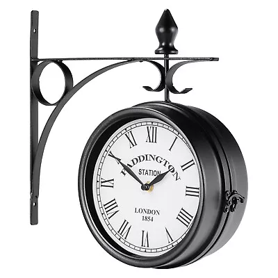 £32.99 • Buy Outdoor Garden Paddington Station Classic Wall Clock Double Sided Clock Round