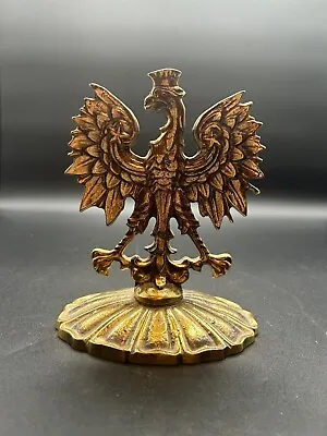 Vintage Brass Polish Eagle Stand Figurine Sculpture • $29.95