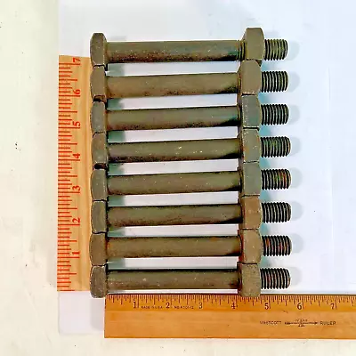 8 Vintage Nos Square Head Machine Bolts And Square Nuts 5/8  Dia X 5 1/2  Length • $26.47