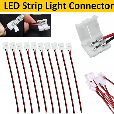 Led Strip Light Connector Smd 5050 5630 Single 2 Wire 10mm Pcb Board Adapter • $8.99